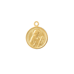 Charm Glattes Silber Charm Franz von Assisi 11 mm Vergoldet und Silber