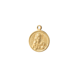 Charm Plata Lisa Charm -Cristo - 11mm - Bañado Oro y Plata