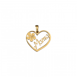 Silver Charms Silver Charm Heart - Mama 20mm - Silver Gold Plated and Rhodium Silver