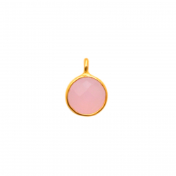 Charm Plata Mineral Charm Mineral - Circulo 10mm - Facetados-Base Plana - Bañado Oro