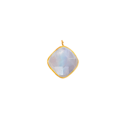 Charm Plata Mineral Charm Mineral - Facetada Diamante 8mm - 1u - Bañado Oro y Plata