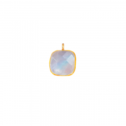 Charm Plata Mineral Charm Mineral Briolette  - Cuadrado - 8mm - 1u - Bañado Oro y Plata