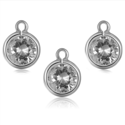 Charm Plata Circonita Charm Circonita Negra - 7mm