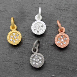 Silver Zircon Charms Charm Zirconia - Circle 6mm