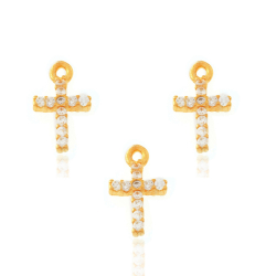 Silver Zircon Charms Zirconia Charm - Cross 5 * 7 - Black Zirconia