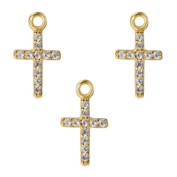 Silver Zircon Charms Zirconia Charm - Cross 8 * 6 - White Zircons