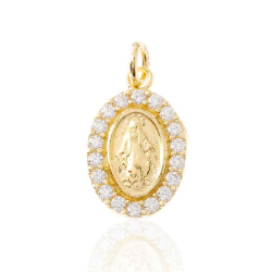 Silver Zircon Charms Zirconia Charm - Virgen 10*13mm - White Zircons