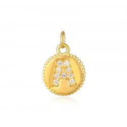 Silver Zircon Charms Charm Letter - White Zircon - 7mm - Gold Plated