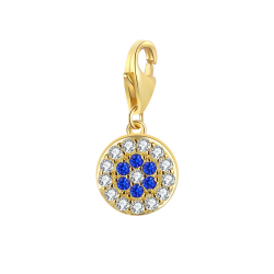 Silver Zircon Charms Zirconia Charm - 8 mm - Gold Plated Silver And Rhodium Plated Silver