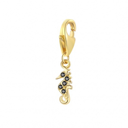 Silver Zircon Charms Zirconia Charm - Seahorse 3*6 mm - Gold Plated Silver And Rhodium Plated Silver