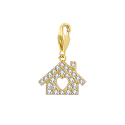 Silver Zircon Charms Zirconia Charm - House 8*10 mm - Gold Plated Silver And Rhodium Plated Silver