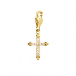 Silver Zircon Charms Zirconia Charm - Cross 8*10 mm - Gold Plated Silver And Rhodium Plated Silver