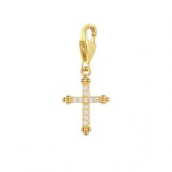 Charm Plata Circonita Charm Circonita - Cruz 8*10 mm - Plata Bañado Oro Y Plata Rodiada