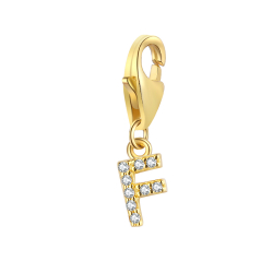 Charm Plata Circonita Charm Circonita - Letra F 3,5*5 mm - Plata Bañado Oro Y Plata Rodiada