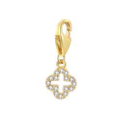 Silver Zircon Charms Zirconia Charm - Cross 6 mm - Gold Plated Silver And Rhodium Plated Silver