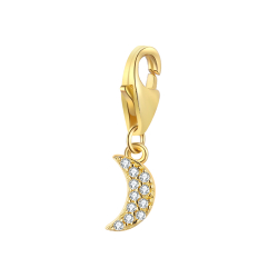 Silver Zircon Charms Zirconia Charm - Moon 6.5*4 mm - Gold Plated Silver And Rhodium Plated Silver