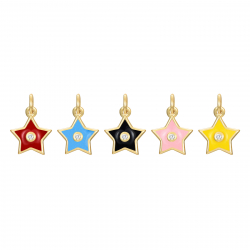 Silver Zircon Charms Charm Star Zirconia - Enamel - 7 mm - Gold Plated