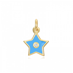 Silver Zircon Charms Charm Star Zirconia - Enamel - 7 mm - Gold Plated