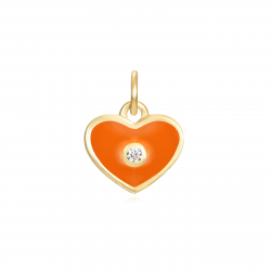 Silver Zircon Charms Charm Heart Zirconia - Enamel - 8 mm - Gold Plated