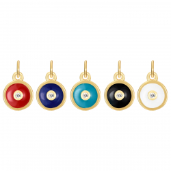 Silver Zircon Charms Charm Circle Zirconia - Enamel - 6 mm - Gold Plated