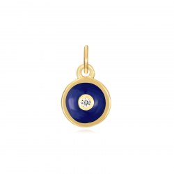 Silver Zircon Charms Charm Circle Zirconia - Enamel - 6 mm - Gold Plated