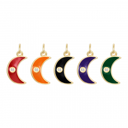 Charm Plata Circonita Charm Circonita Luna - Enamel - 7 * 10 mm -  Bañada Oro