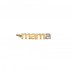 Silver Zircon Charms Zirconia Charm - Mama 5*24mm - Gold Plated and Rhodium Silver