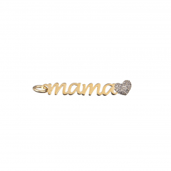 Silver Zircon Charms Zirconia Charm - Mama 4*27,50mm - Gold Plated and Rhodium Silver