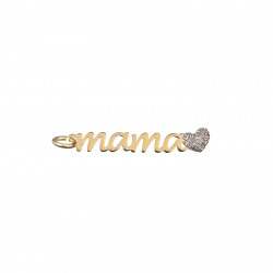 Charm Silber Zirkonia Zirkonia Charm - Mama 5*24mm - Vergoldet und Rhodium Silber