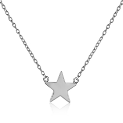 Collar Plata Lisa Collar Estrella - 11mm