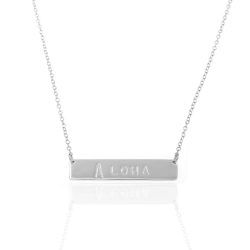 Collar Plata Lisa Collar Placa - Aloha 6x30mm