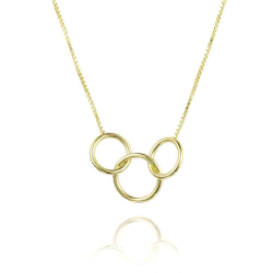 Silver Necklaces Necklace 3 Circles - 36 + 4 cm - Gold Plated and Rhodium Silver