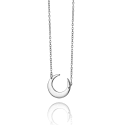 Colliers Argent Lisse Collier Argent - Lune 14 mm