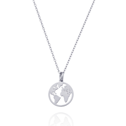 Colliers Argent Lisse Collier Argent - Monde - 25 mm