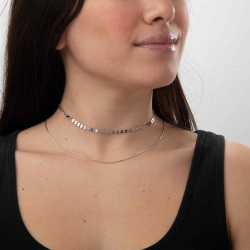 Silver Necklaces Choker Necklace - 4mm Plates