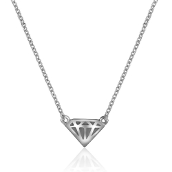 Colliers Argent Lisse Collier Diamant - 6x10 mm