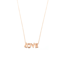 Halsketten Glattes Silber LOVE Halsband - 40+3 cm - Rose Gold
