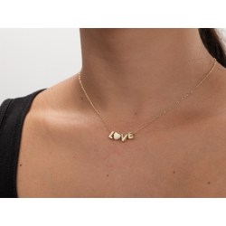 Silver Necklaces LOVE Collar - 40+3 cm - Rose Gold