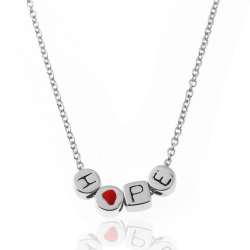 Silver Necklaces Silver Necklace - Hope - Red Enamel - Gold Plated and Rhodium Silver