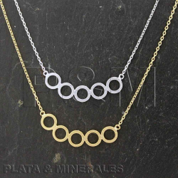 Bronze Necklaces Bronze Necklace - Circles - Rhodium Silver