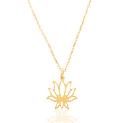 Colliers Argent Lisse Collier Argent - Fleur de Lotus