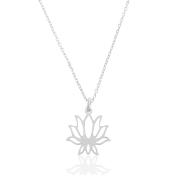 Colliers Argent Lisse Collier Argent - Fleur de Lotus