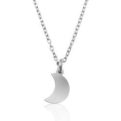 Colliers Argent Lisse Collier Argent - Lune 8 mm