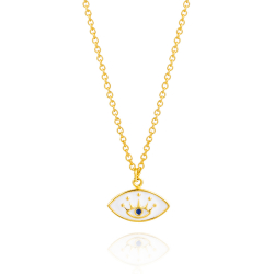 Silver Necklaces Silver Necklace - Eye of Horus - Enamel - Gold Plated and Rhodium Silver