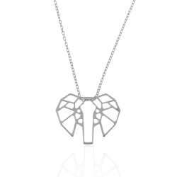 Colliers Argent Lisse Collier Argent - Éléphant Origami