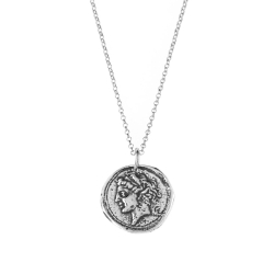 Colliers Argent Lisse Collier Argent - Monnaie romaine