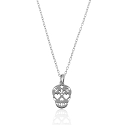 Colliers Argent Lisse Collier Argent - Tête de mort 12 mm