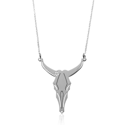 Colliers Argent Lisse Collier Argent - Tête de taureau