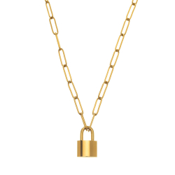Steel Necklaces Necklace Lock - 48 cm -  Gold Plated