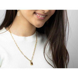 Steel Necklaces Necklace Lock - 48 cm -  Gold Plated_x000D_